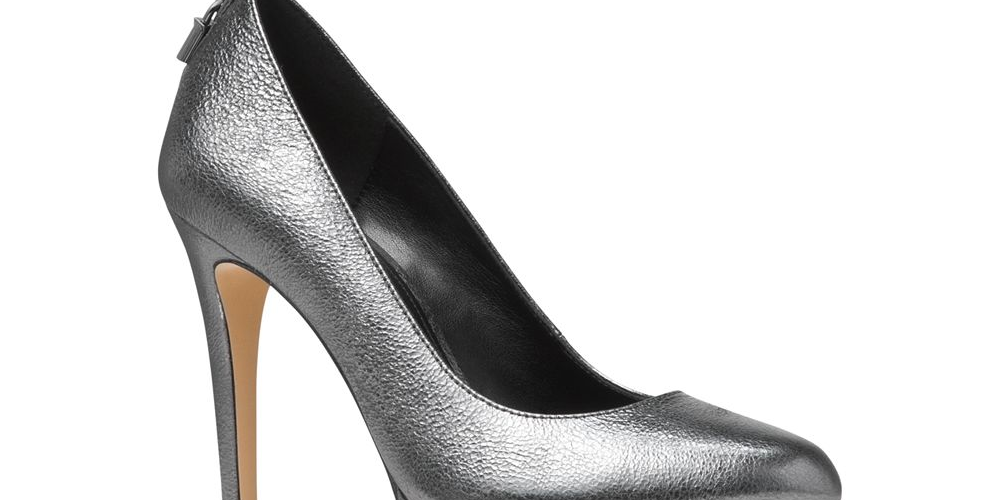 Michael Kors Antoinette Feminino Scarpin Fechado Antracite Sandália Prateada Tamanho 8,5 M