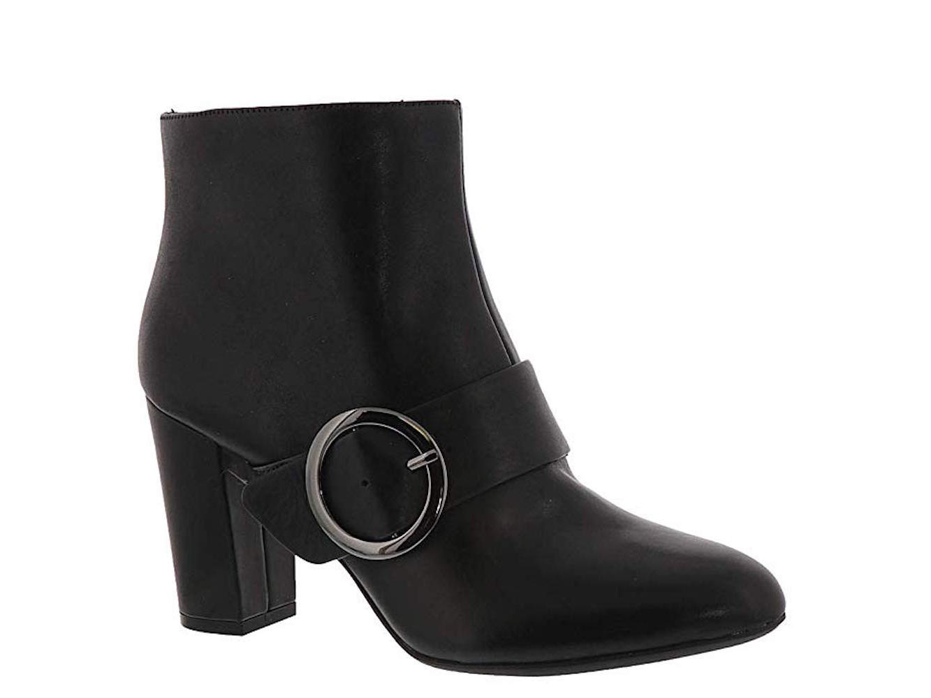 Botas femininas Anne Klein Novo Leather Almond Toe Fashion, pretas, tamanho 5M