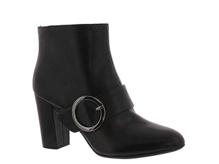 Botas femininas Anne Klein Novo Leather Almond Toe Fashion, pretas, tamanho 5M