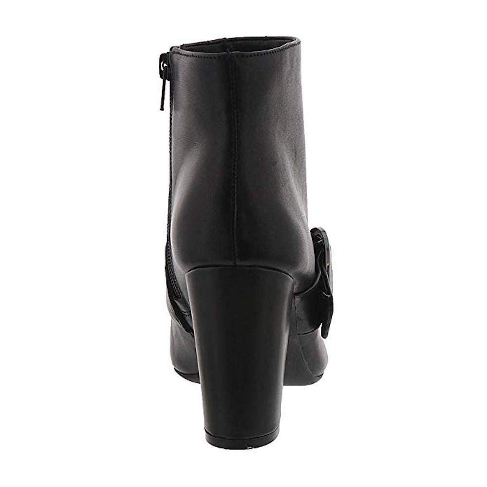 Botas femininas Anne Klein Novo Leather Almond Toe Fashion, pretas, tamanho 5M