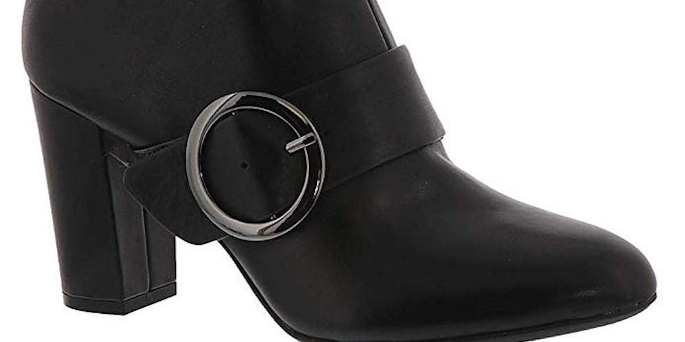 Botas femininas Anne Klein Novo Leather Almond Toe Fashion, pretas, tamanho 5M