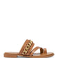 Michael Kors Bergen Couro Feminino Aberto na Ponta Casual Marrom Tamanho 7,5
