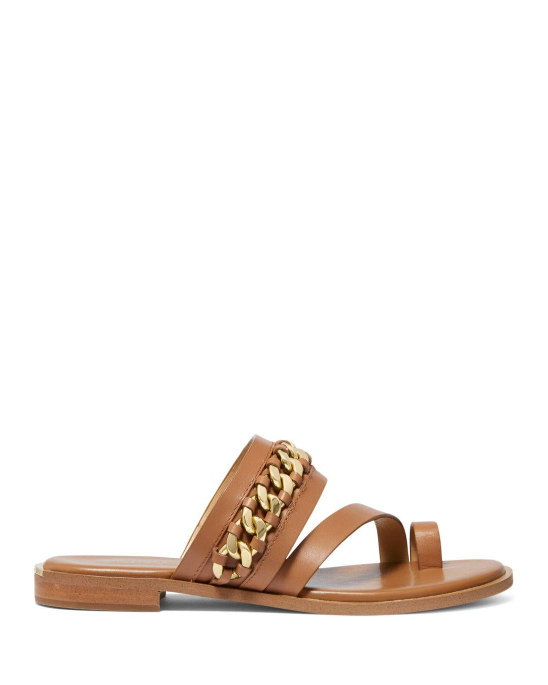 Michael Kors Bergen Couro Feminino Aberto na Ponta Casual Marrom Tamanho 7,5