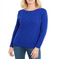 Karen Scott Suéter Feminino Tricô com Cordão e Contas Azul Brilhante Tamanho XS