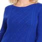 Karen Scott Suéter Feminino Tricô com Cordão e Contas Azul Brilhante Tamanho XS