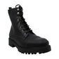 Botas de combate femininas XOXO Elmhurst de couro, bico redondo, pretas, tamanho 7,5