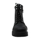 Botas de combate femininas XOXO Elmhurst de couro, bico redondo, pretas, tamanho 7,5