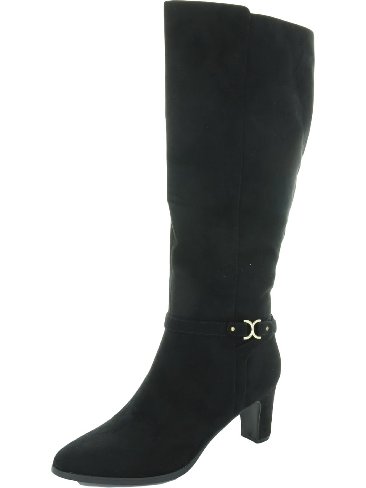Botas de cano alto femininas Charter Club Palmaa de camurça sintética, pretas, tamanho 11 médio