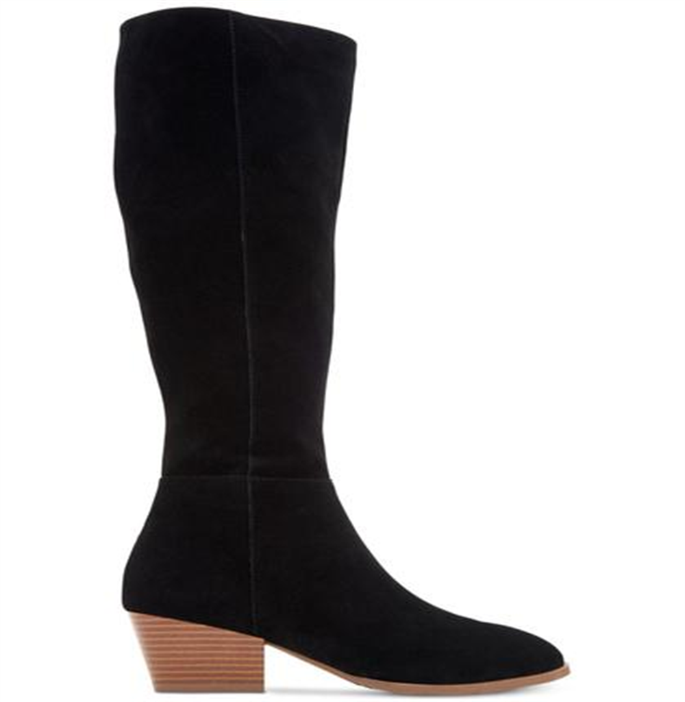 Estilo &amp; Co. Izalea Couro Feminino Biqueira Amêndoa Joelho Alto Moda Preto Tamanho 8 M