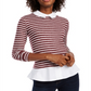 Blusa feminina listrada com camadas artificiais Maison Jules, vinho rubi, tamanho 2XL
