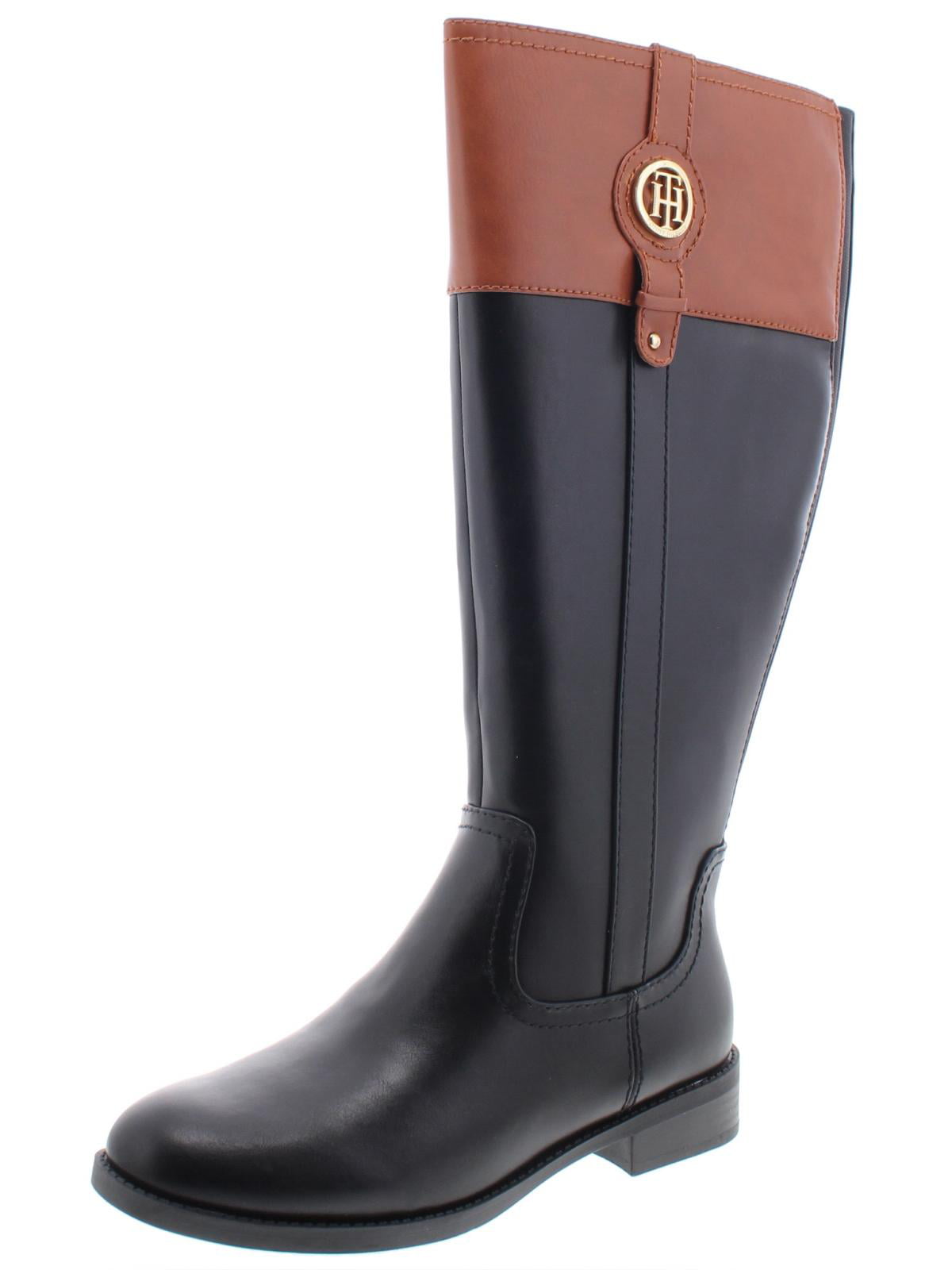 Botas de montaria femininas Tommy Hilfiger de cano alto, pretas, tamanho 9 MW