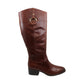 Botas femininas Alfani Bexleyy de couro com bico amendoado e cano médio, marrom, tamanho 11M