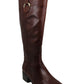 Botas femininas Alfani Bexleyy de couro com bico amendoado e cano médio, marrom, tamanho 11M