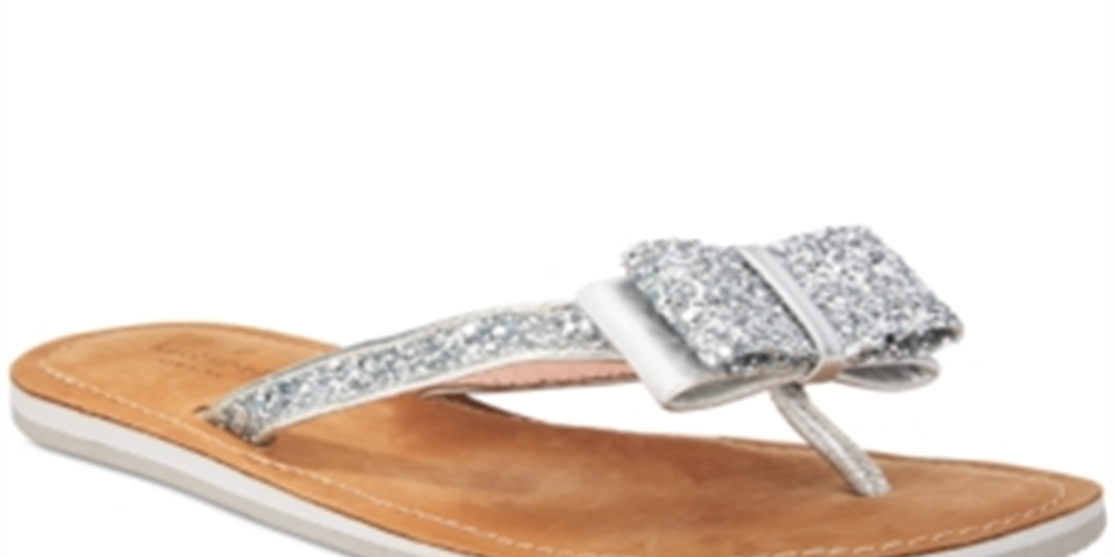 Kate Spade Chinelo Feminino Icarda Couro com Acabamento Brilhante Prata Tamanho -6 M