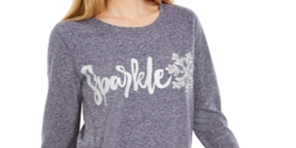 Moletom feminino com estampa Sparkle Graphic da Style &amp; Co, azul brilhante, tamanho XS