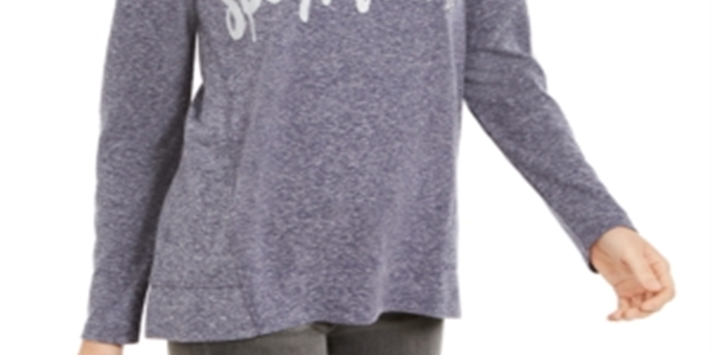 Moletom feminino com estampa Sparkle Graphic da Style &amp; Co, azul brilhante, tamanho XS