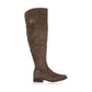 Botas de montaria femininas American Rag em couro Adarra, bico redondo e acima do joelho, tamanho 7M-WC