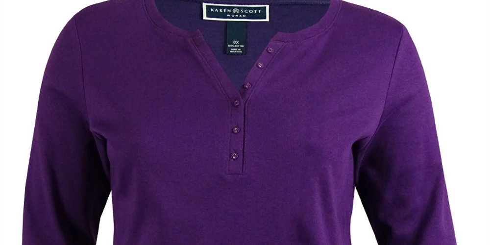 Blusa feminina estilo &amp; co com manga três quartos, preta, tamanho 0X