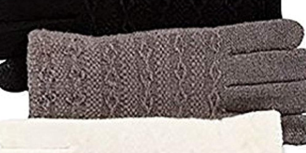 Luvas de tricô Cable Touch Steve Madden femininas, pretas, tamanho único