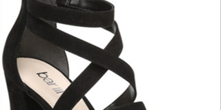 Sandálias femininas Bar III com tiras no tornozelo, acolchoadas, Blythe, bico redondo, salto bloco, zíper, tamanho 9,5 m