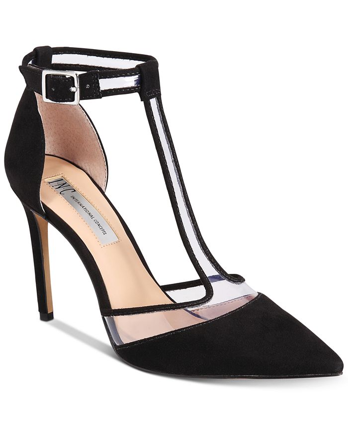 INC International Concepts Sapatos Femininos de Couro com Bico Fino e Tira no Tornozelo Rosa Tamanho 8,5 M
