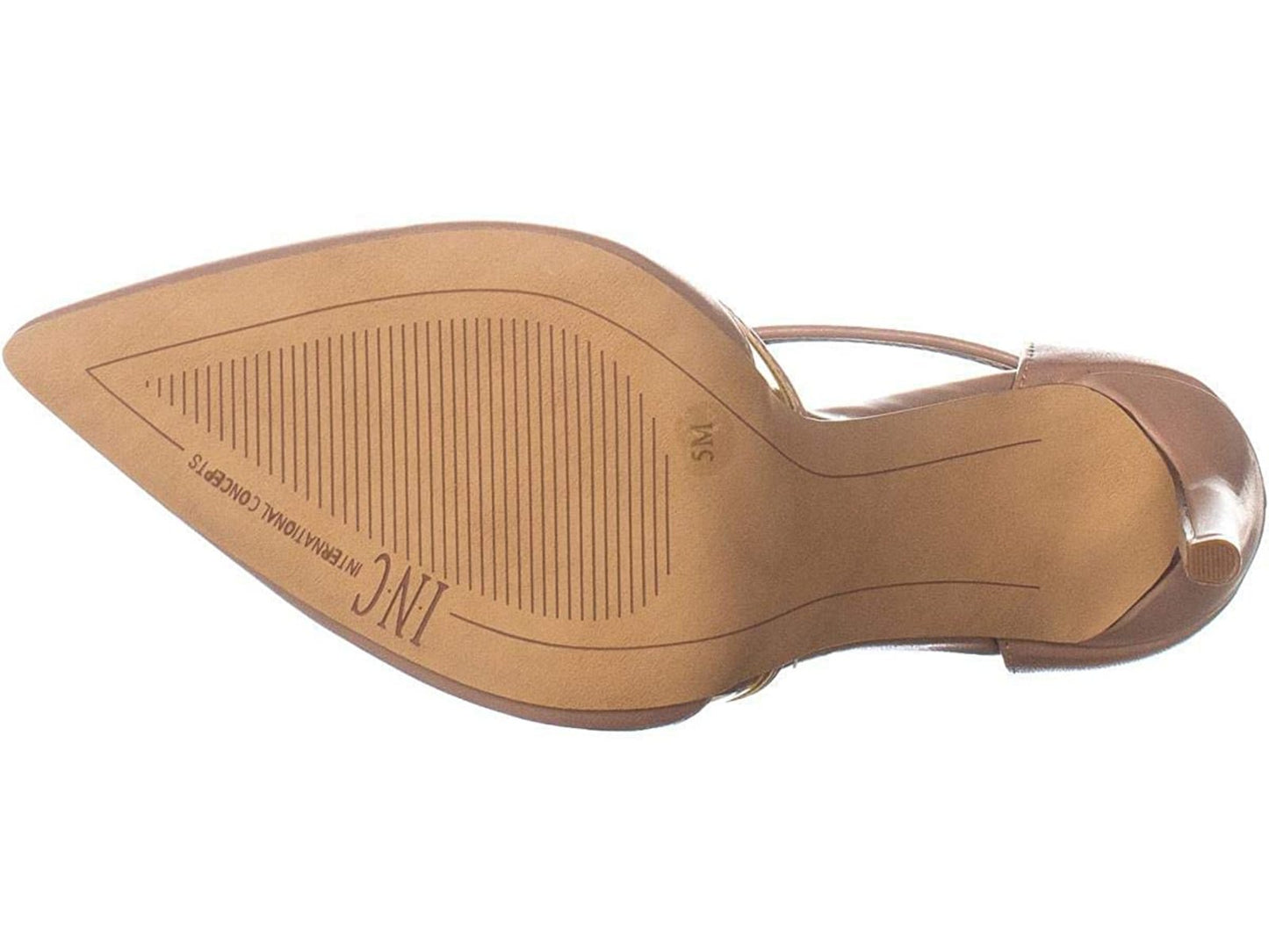 INC International Concepts Sapatos Femininos de Couro com Bico Fino e Tira no Tornozelo Rosa Tamanho 8,5 M
