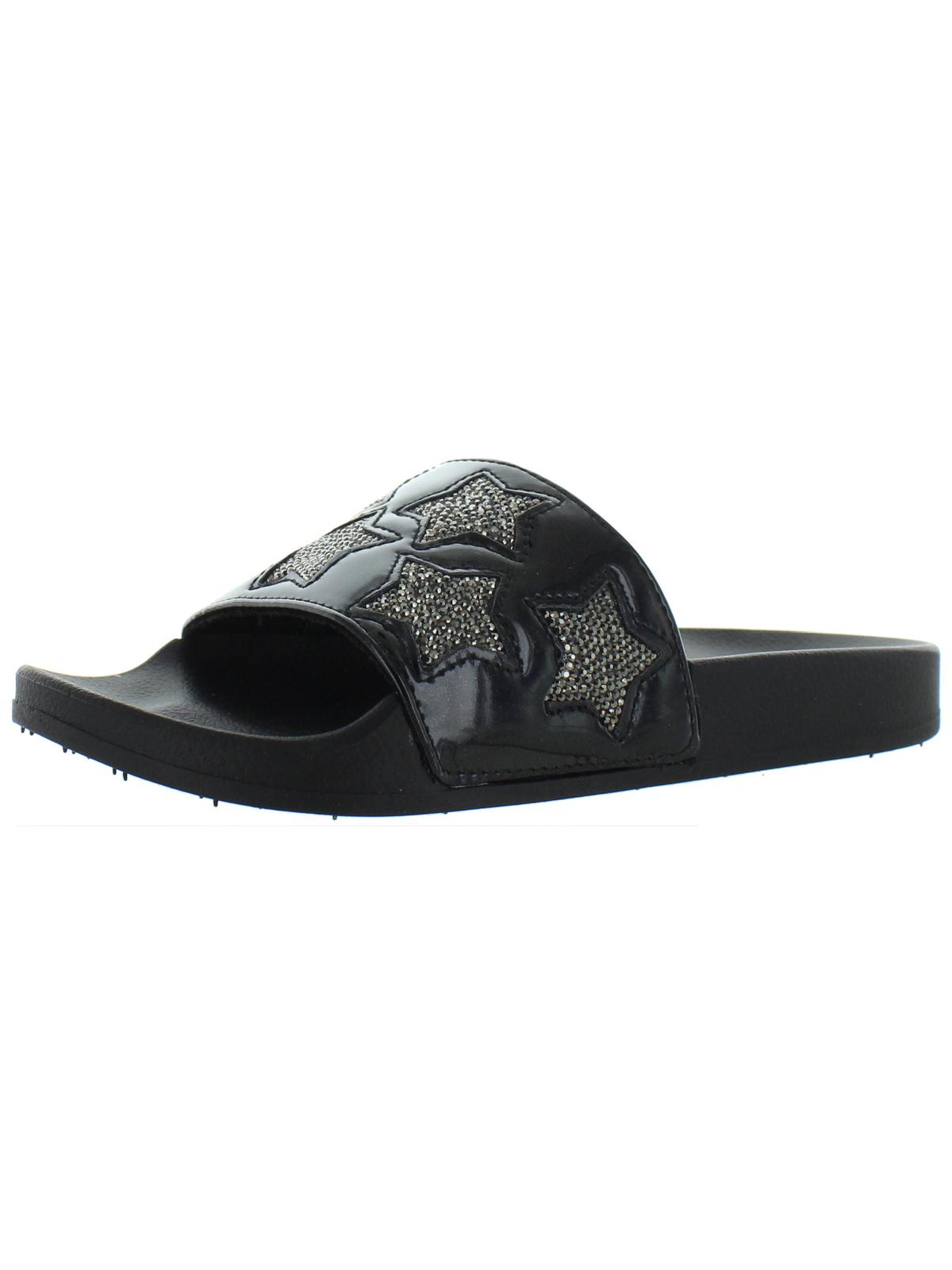 Sandálias femininas Kenneth Cole Reaction Pool Splash casuais com strass, pretas, tamanho 9 M