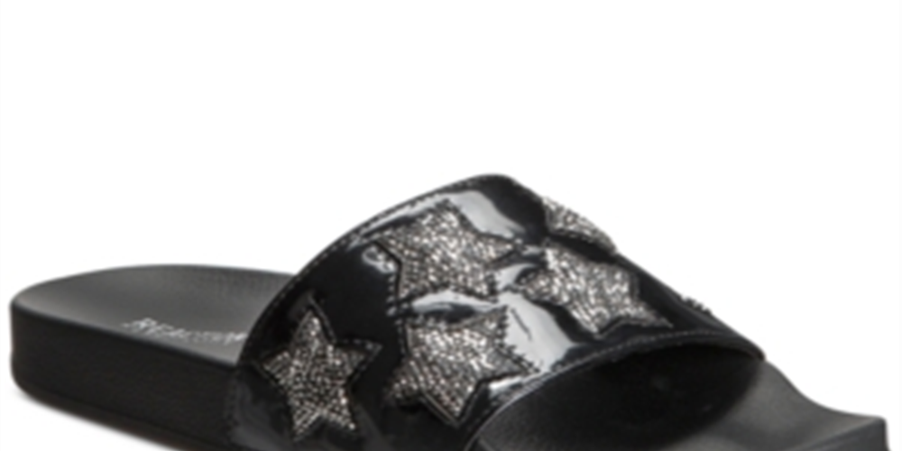 Sandálias femininas Kenneth Cole Reaction Pool Splash casuais com strass, pretas, tamanho 9 M