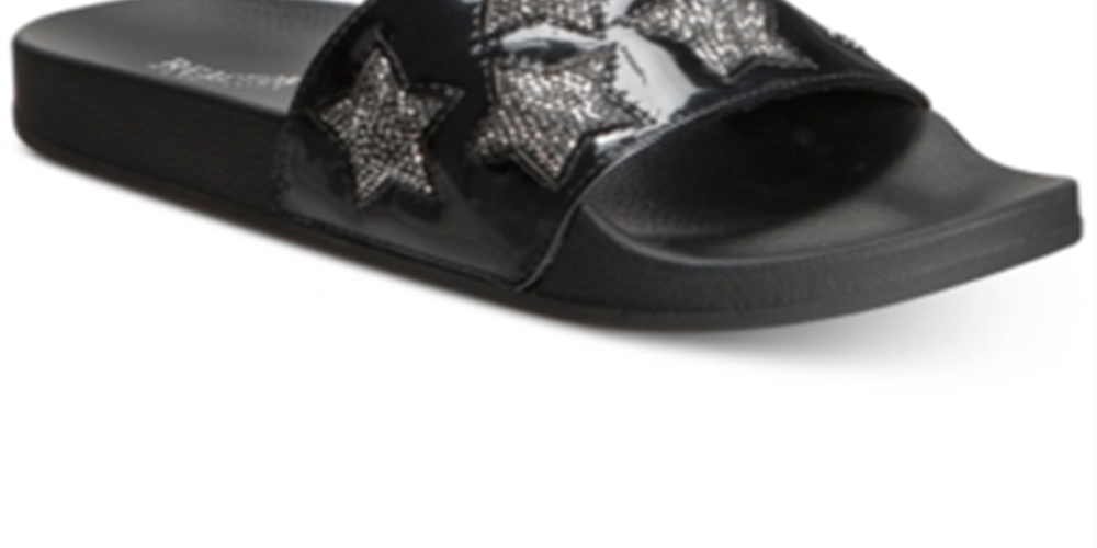 Sandálias femininas Kenneth Cole Reaction Pool Splash casuais com strass, pretas, tamanho 9 M