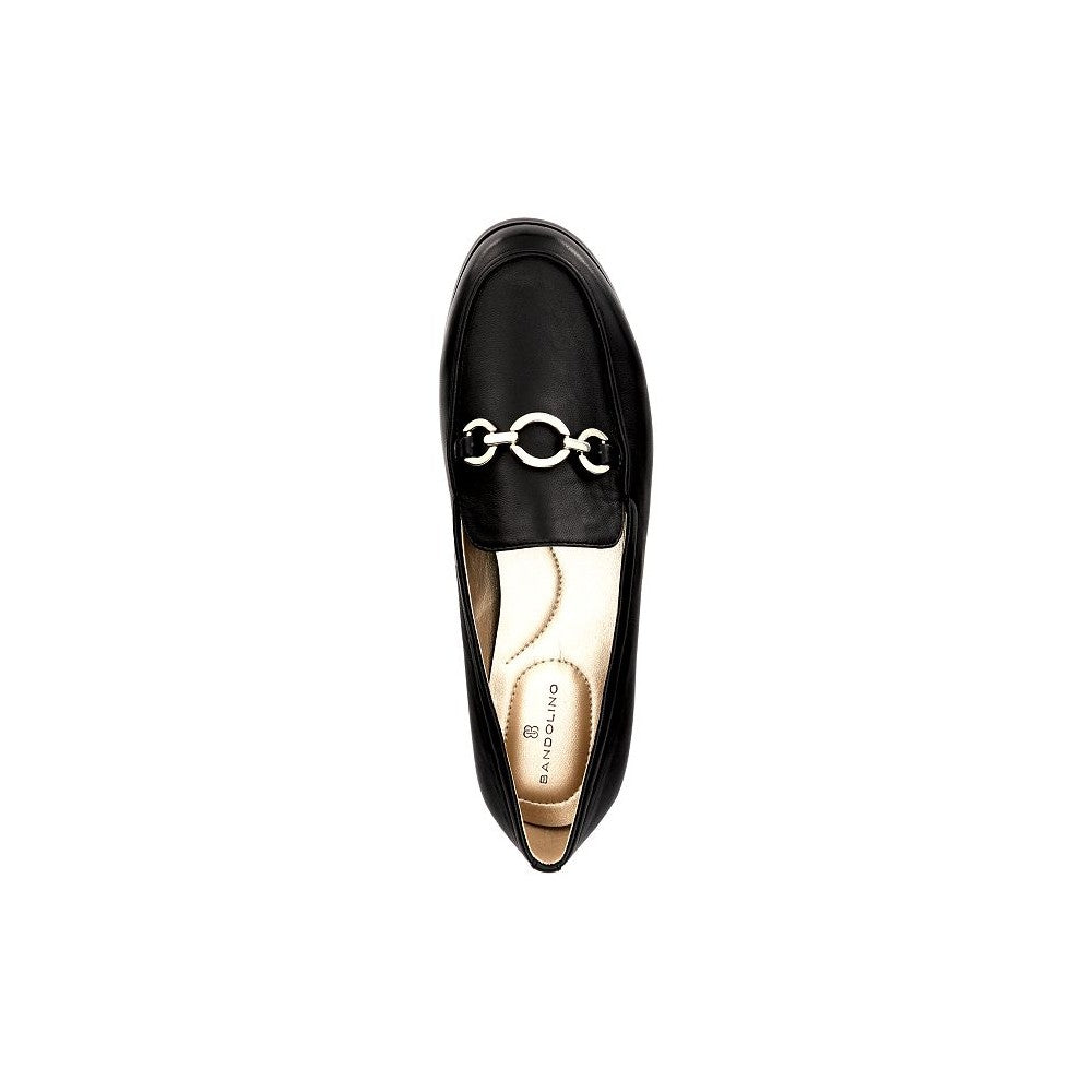Mocassim de couro Lehain feminino Bandolino com bico redondo, preto, tamanho 6 M