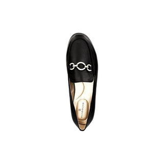 Mocassim de couro Lehain feminino Bandolino com bico redondo, preto, tamanho 6 M