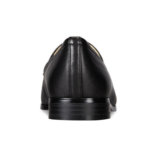 Mocassim de couro Lehain feminino Bandolino com bico redondo, preto, tamanho 6 M