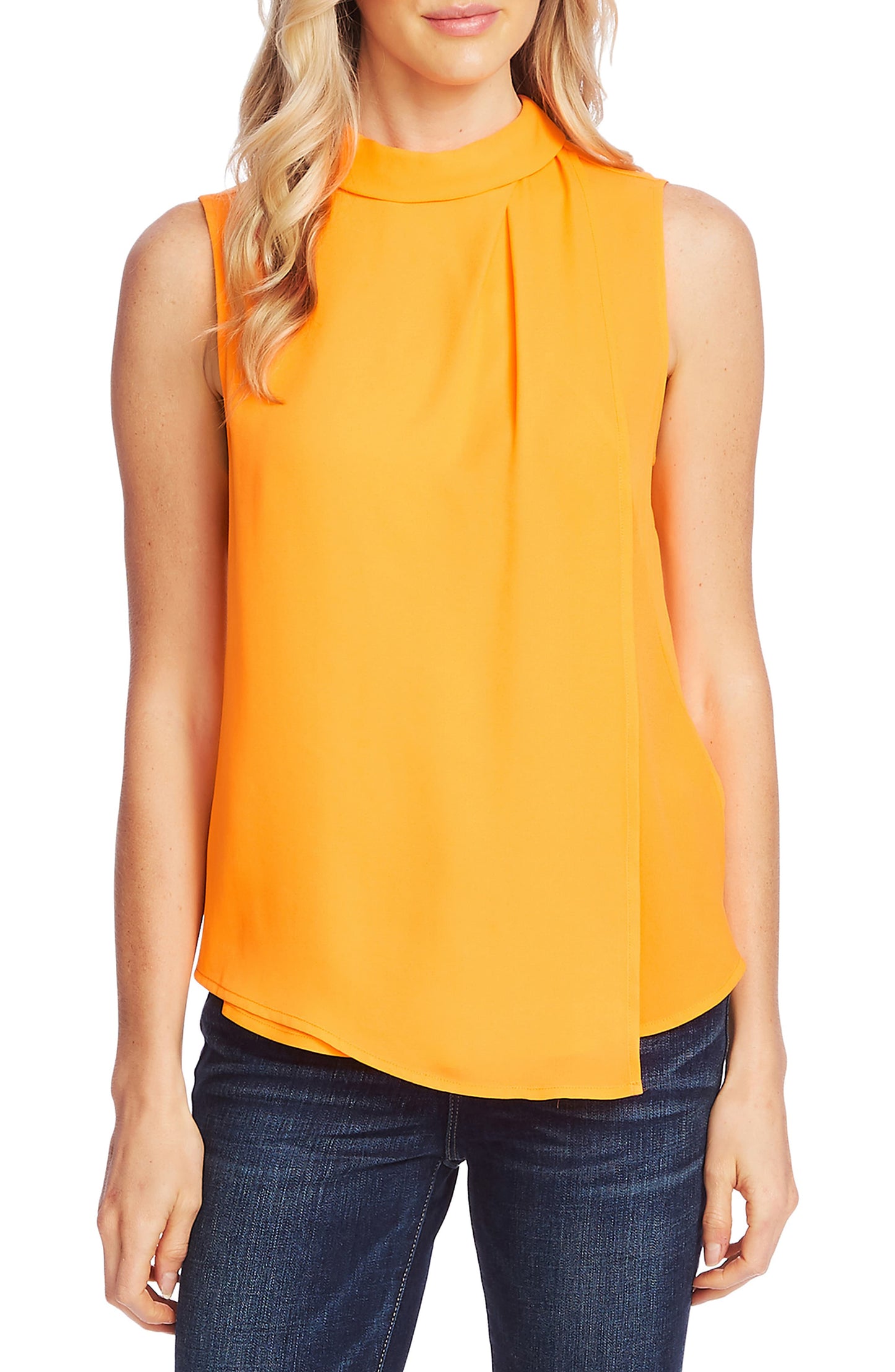 Vince Camuto Blusa Rumple Georgette Feminina Laranja Tamanho P