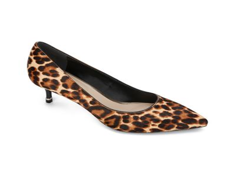 Kenneth Cole Reaction Feminino Leopard Print Morgan Bico Fino Salto Baixo Salto Baixo Marrom Tamanho 7,5 M