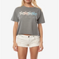 Camiseta com estampa gráfica O'Neill Juniors Cotton Broadway Palm, cinza, tamanho pequeno