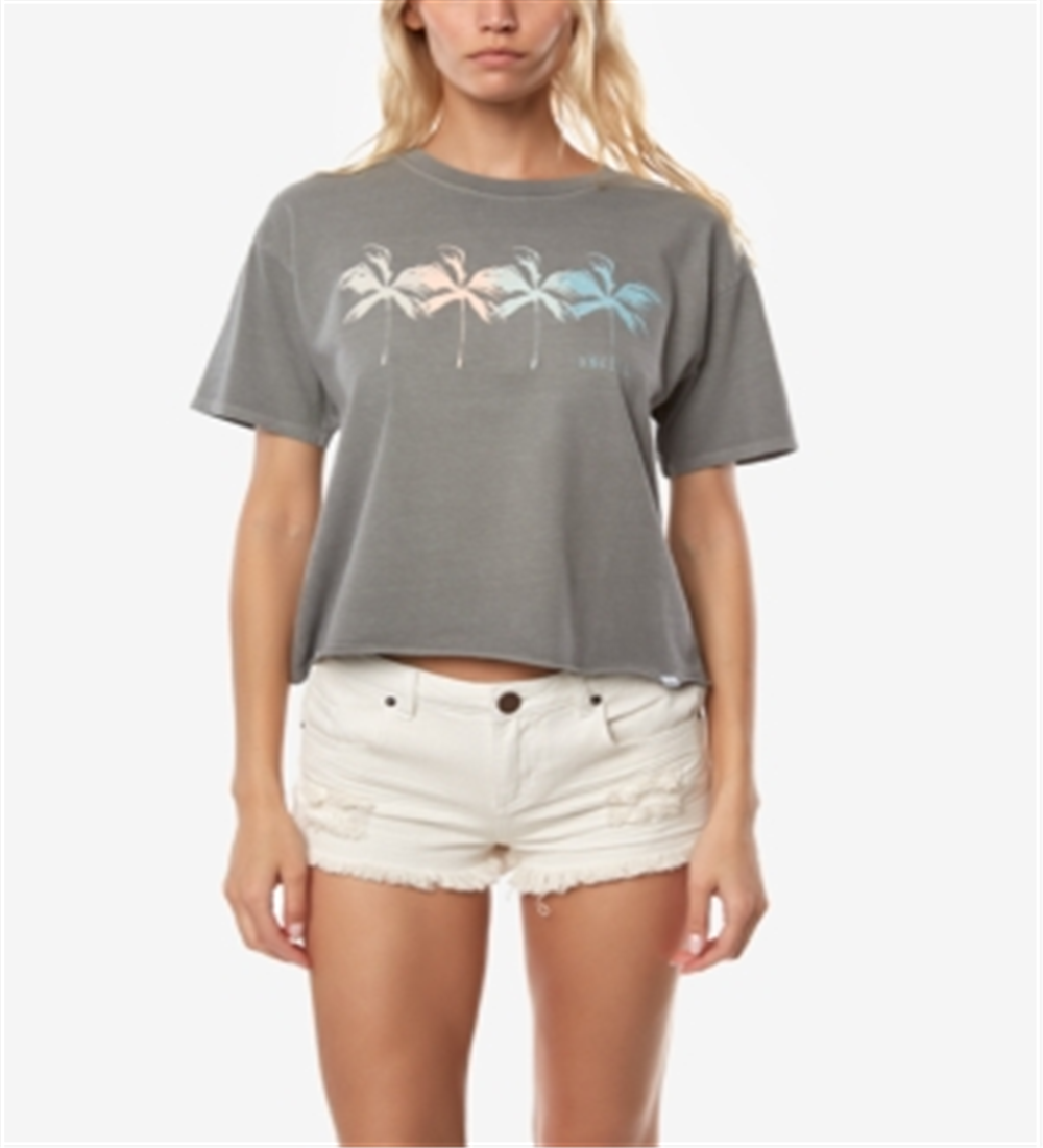 Camiseta com estampa gráfica O'Neill Juniors Cotton Broadway Palm, cinza, tamanho pequeno