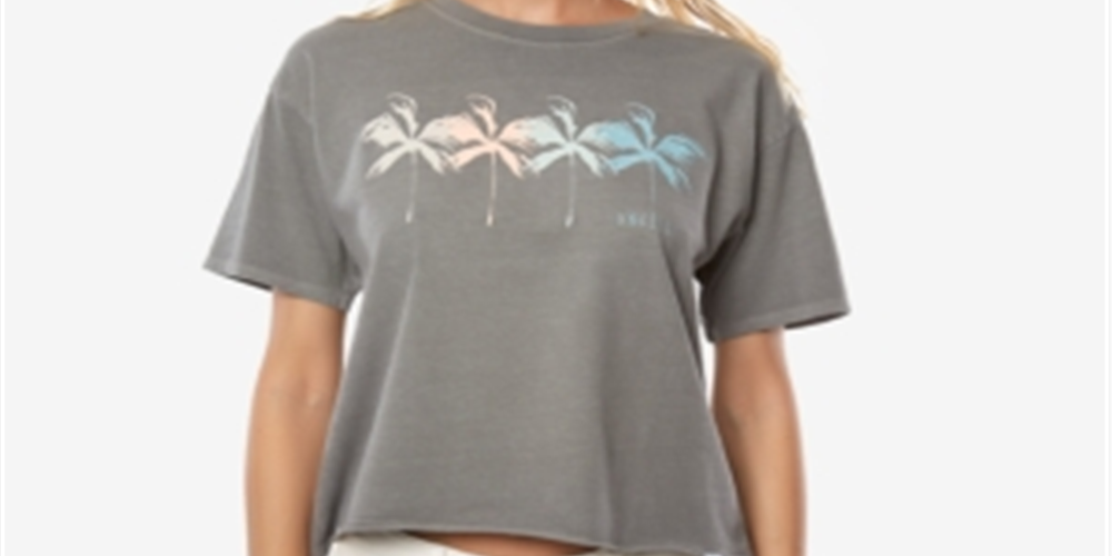 Camiseta com estampa gráfica O'Neill Juniors Cotton Broadway Palm, cinza, tamanho pequeno