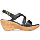 Sandálias plataforma casuais Callisto femininas Pomfret com bico aberto, pretas, tamanho 9M