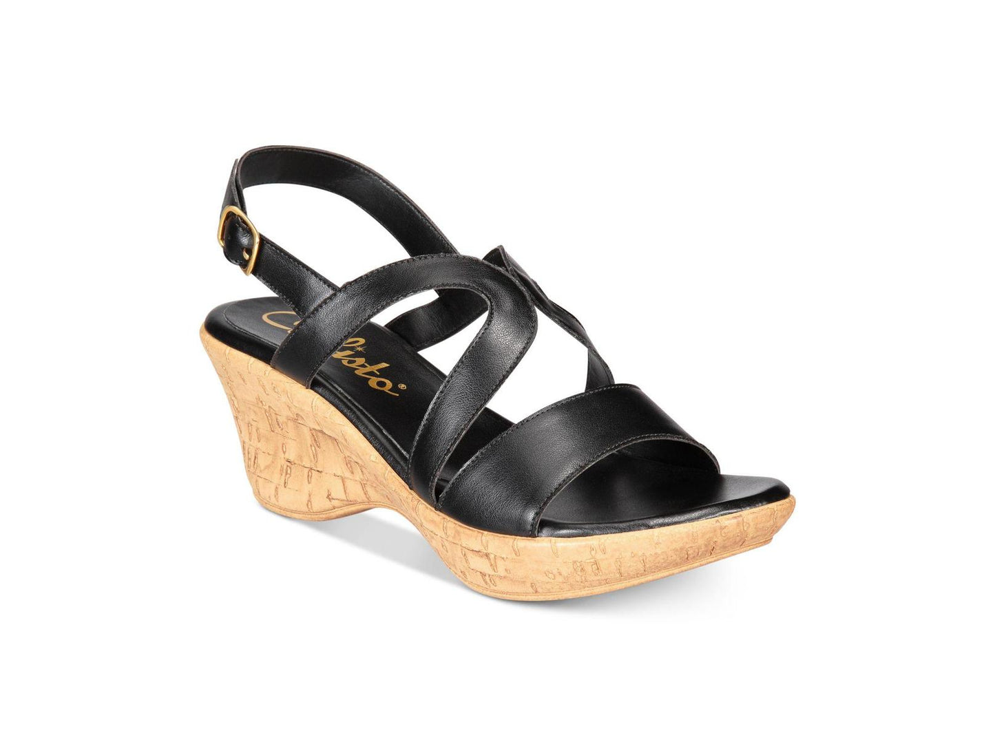 Sandálias plataforma casuais Callisto femininas Pomfret com bico aberto, pretas, tamanho 9M