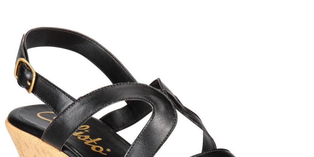 Sandálias plataforma casuais Callisto femininas Pomfret com bico aberto, pretas, tamanho 9M