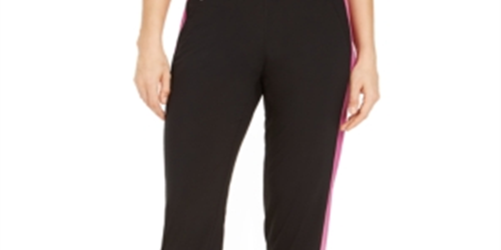 Calça jogger feminina Calvin Klein Performance Colorblocked preta, tamanho médio