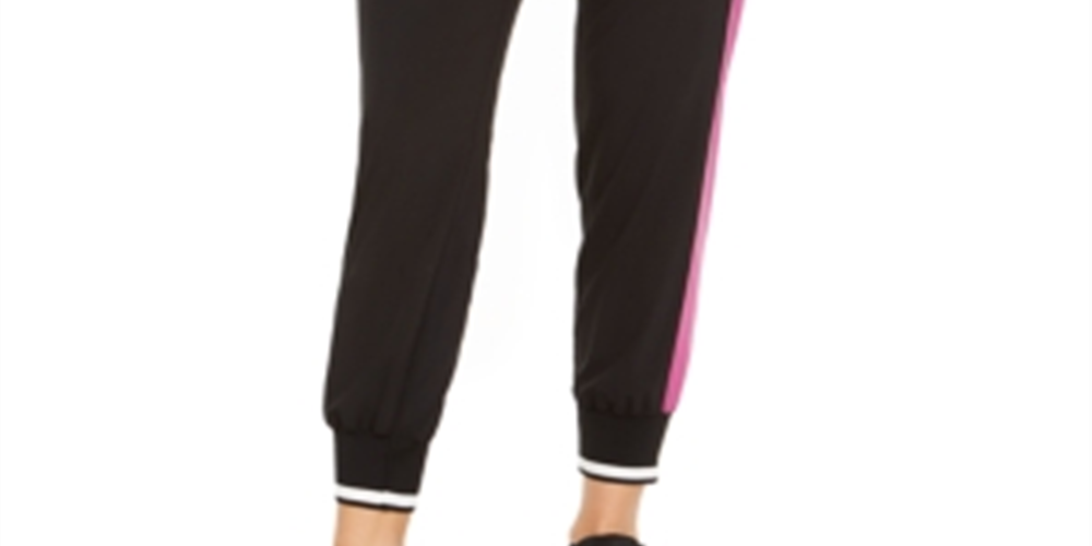 Calça jogger feminina Calvin Klein Performance Colorblocked preta, tamanho médio