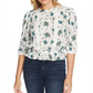 1.STATE Blusa feminina com estampa floral e renda embutida, marfim, vários tamanhos, pequena