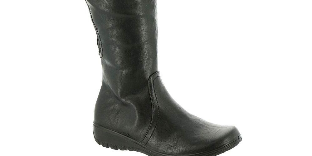 Botas femininas Easy Street Tess Plus de couro, bico fechado, cano médio, pretas, tamanho 6,5 m