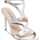 Sandálias de salto alto Steve Madden Sidney com tira no tornozelo 803 cinza prateado tamanho 5,5 M