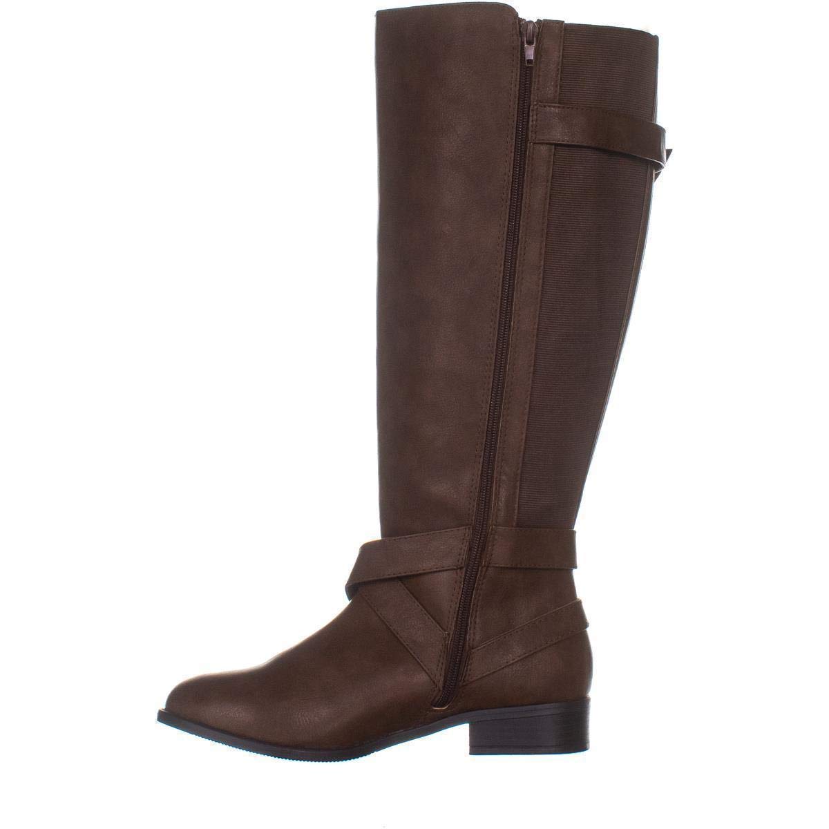Botas femininas Thalia Sodi Vada com bico fechado e cano alto, tamanho 9W, marrom