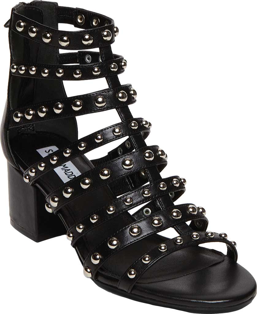 Sandália de salto Steve Madden Mania feminina, preta/multicolorida, tamanho 8,5 M
