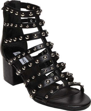 Sandália de salto Steve Madden Mania feminina, preta/multicolorida, tamanho 8,5 M