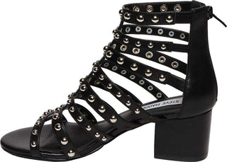 Sandália de salto Steve Madden Mania feminina, preta/multicolorida, tamanho 8,5 M