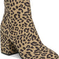Botas femininas Bar III com estampa de leopardo, conforto, amortecimento, bico amendoado, salto bloco, zíper, marrom, tamanho 9,5 M